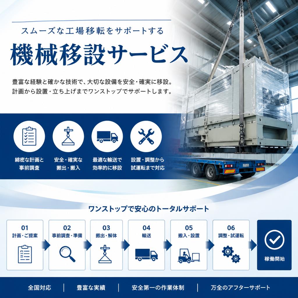 スムーズな工場移転をサポートする機械移設サービス