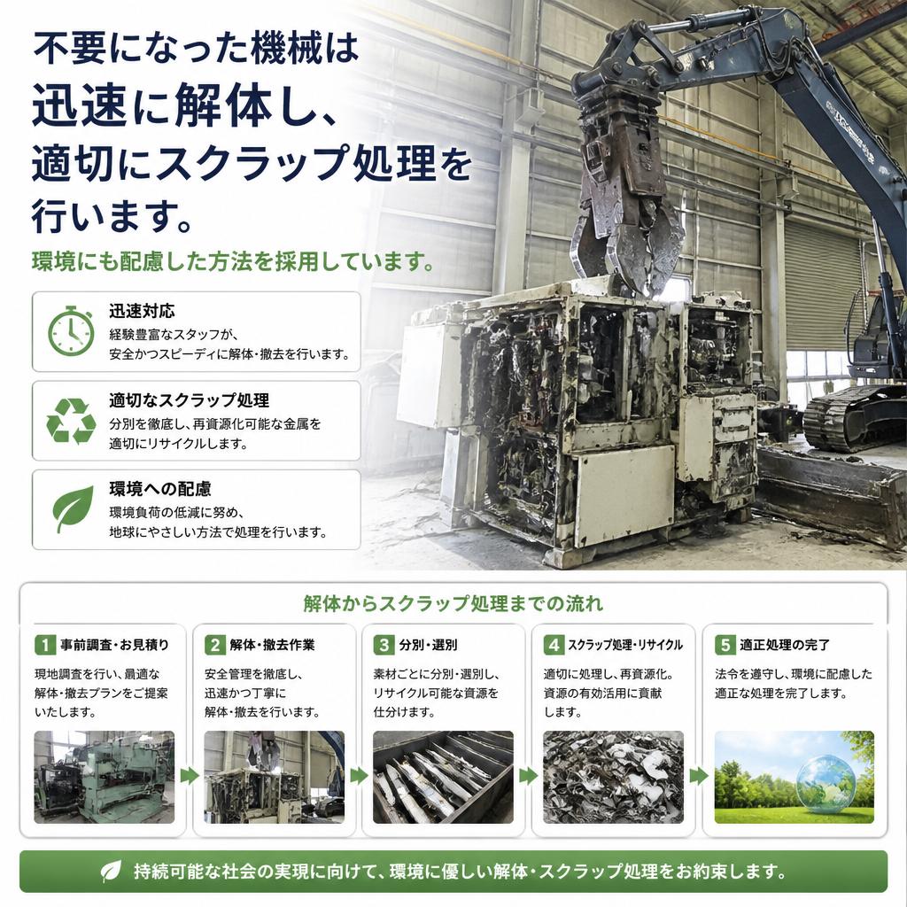 機械解体と安全なスクラップ出し